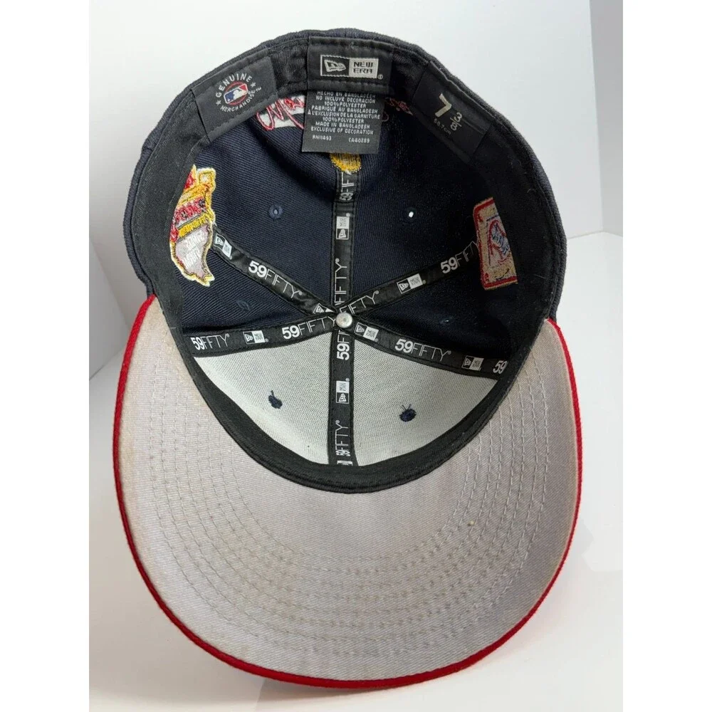 Atlanta Braves New Era 59FIFTY Fitted Hat 7 3/8 Navy Red World Series Patches